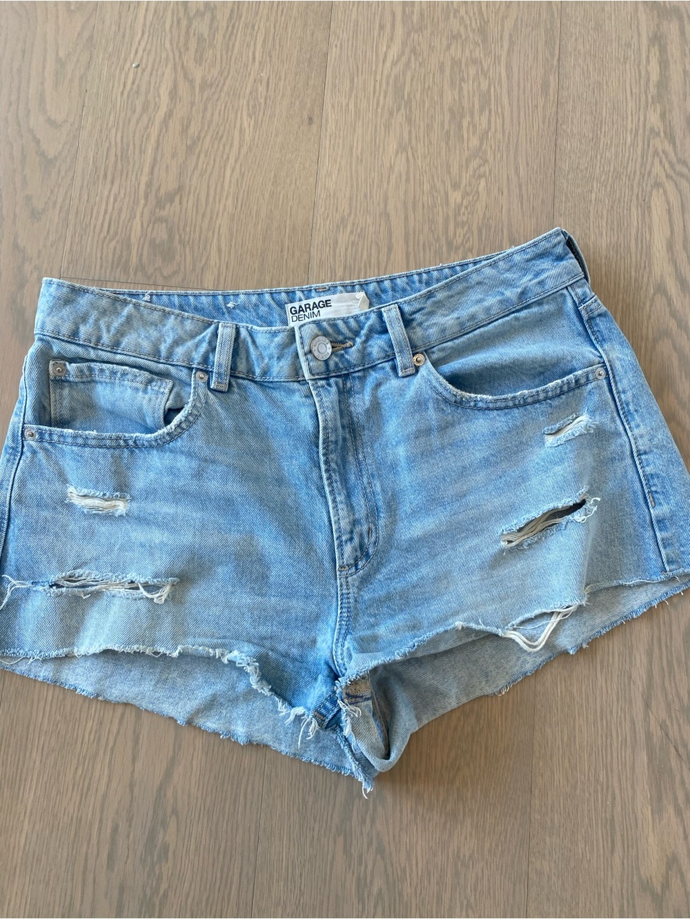 Garage Light Blue Distressed Cutoff Denim Shorts